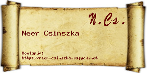 Neer Csinszka névjegykártya